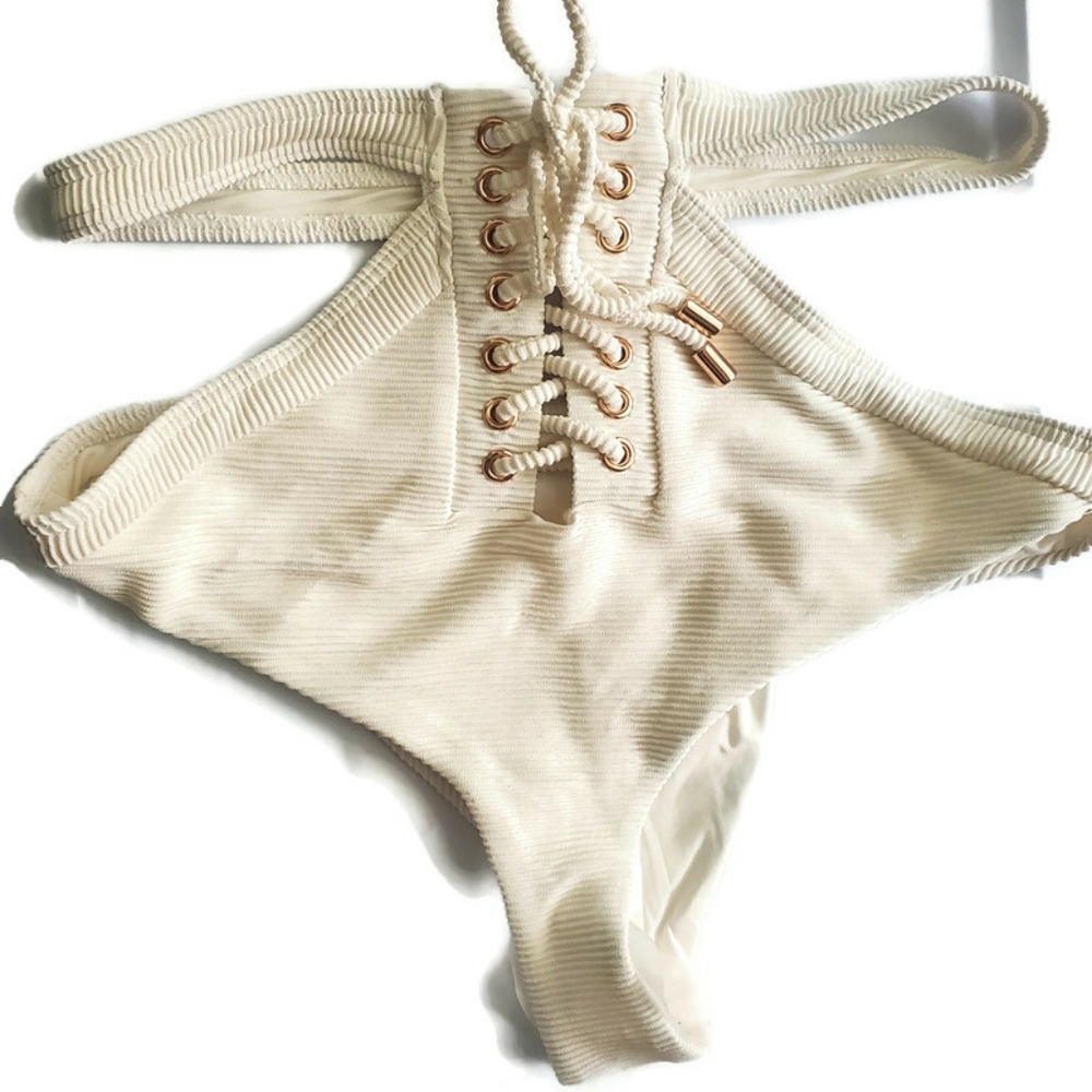 Kopper & Zink S  Cream Bardot Swim Bikini Bottom